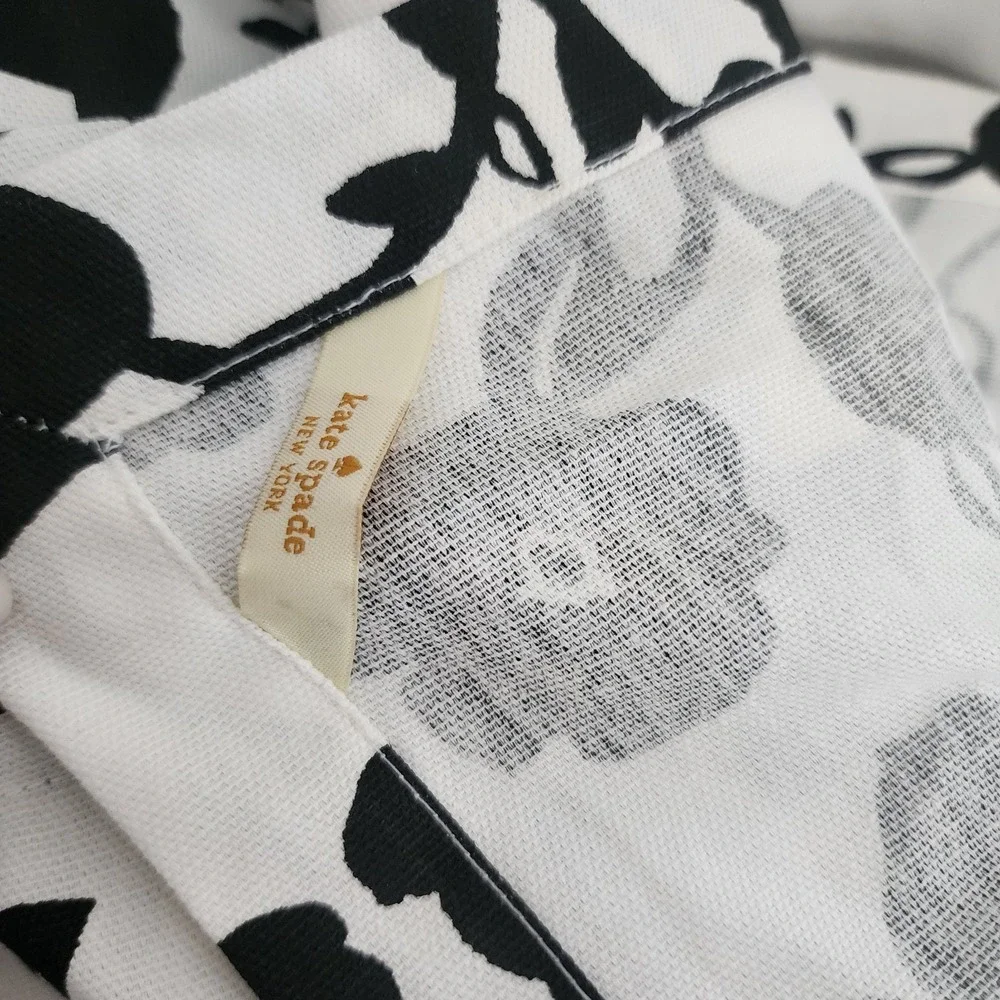 Set of 2 Kate Spade Tablecloths Black White Floral 100% Cotton 60